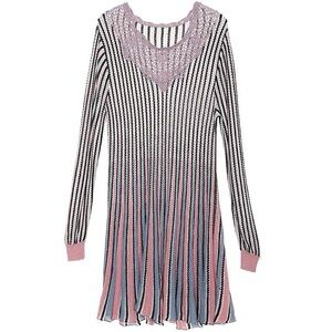 Striped Dress with Knitted Neckline
